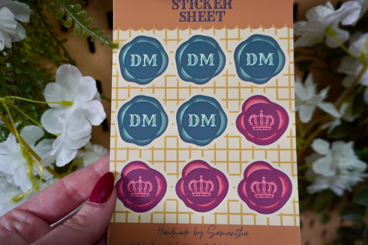 Kingly & DM wax seal sticker sheet