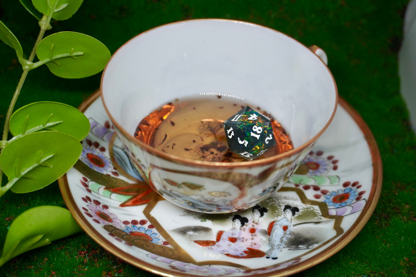 Tea cup dice tray Chinese themed