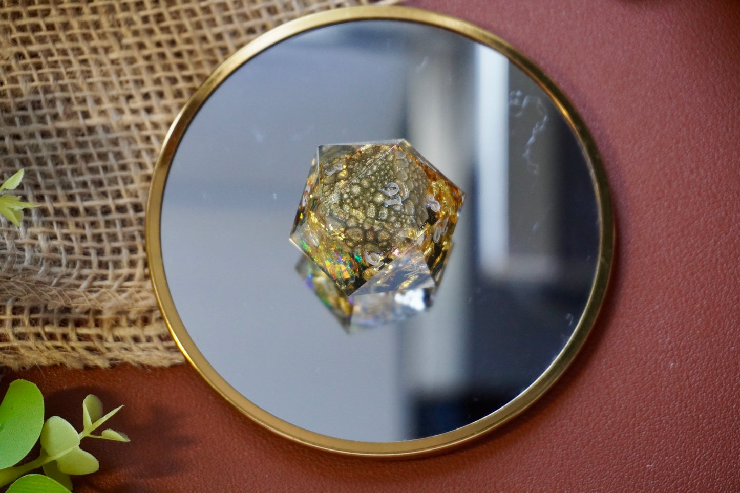 Dragons gold, green gold D20 chunk