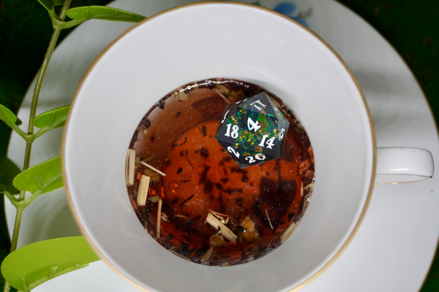 Tea cup dice tray flowers